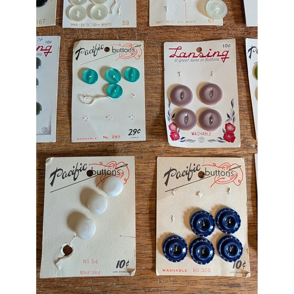 Vintage Button Lot Lansing Le Chic Pacific Cards Sewing Notions Mixed Colors